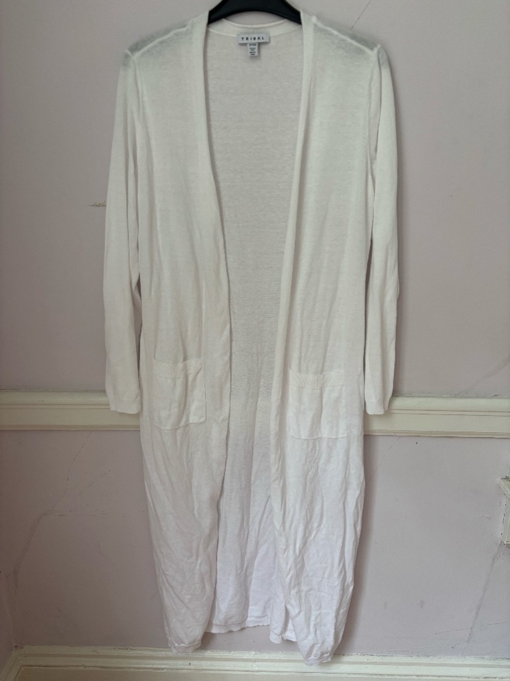 {Tribal} Long white open cardigan - extra small